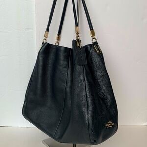 Coach Madison Phoebe Black Pebbled Leather Shoulder Bag With Original Hang Tag